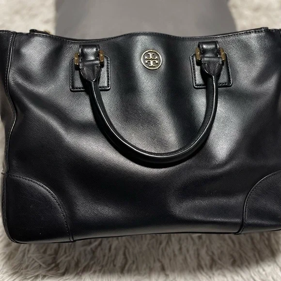 TORY BURCH"Bag Tote Leather Purse-Black - Picture 13 of 16